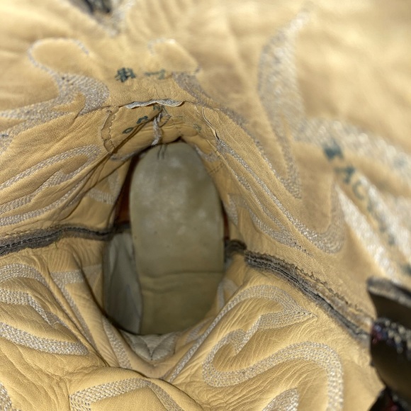 Vintage Western Cowboy Boots Pointy Toes Heels Men's Black Size 7 Conya Leon - Picture 15 of 16